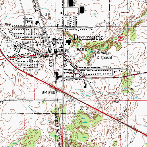 Topographic Map of Zion United Methodist Church, WI