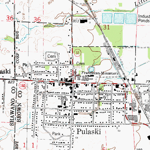 Topographic Map of Assumption of the Blessed Virgin Mary Elementary School, WI