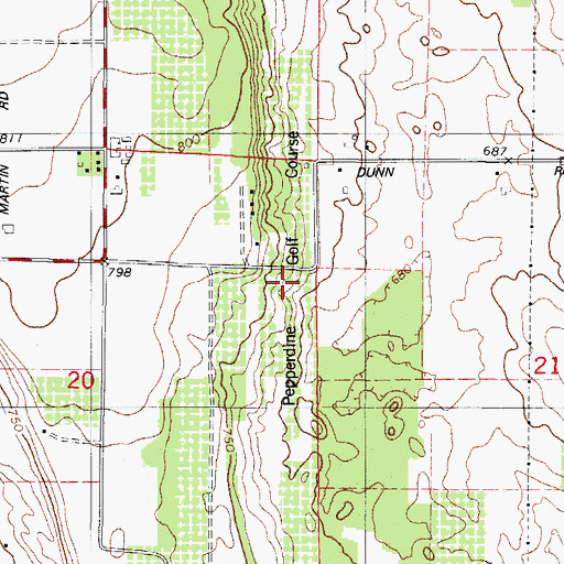 Topographic Map of Pepperdine Golf Course, WI