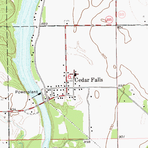 Topographic Map of Cedar Falls / Wakanda Elementary School, WI