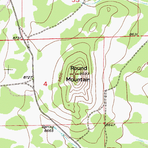 Topographic Map of Round Mountain, CO