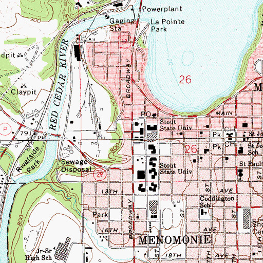 Topographic Map of Central School (historical), WI