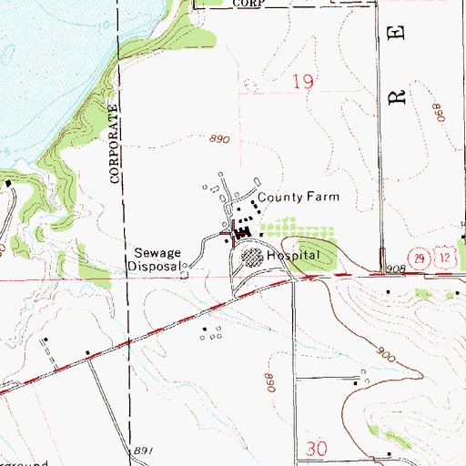 Topographic Map of Dunn County Asylum (historical), WI