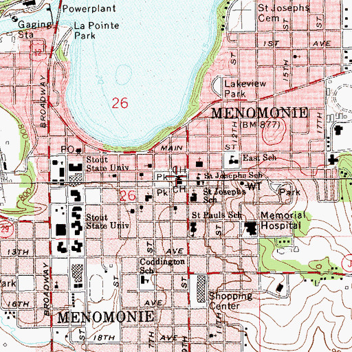 Topographic Map of Dunn County Courthouse, WI