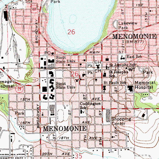 Topographic Map of Grace Episcopal Church, WI