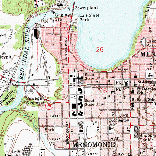 Topographic Map of Harvey Hall, WI