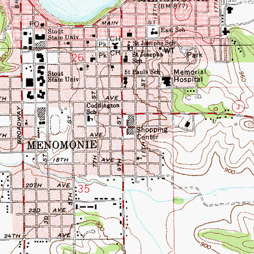 Topographic Map of L Mart Shopping Center, WI
