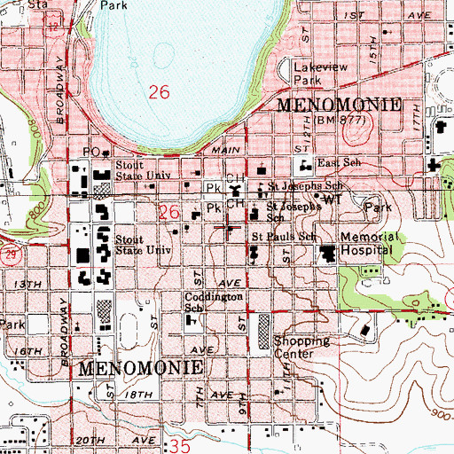 Topographic Map of Menomonie Church of the Nazarene, WI