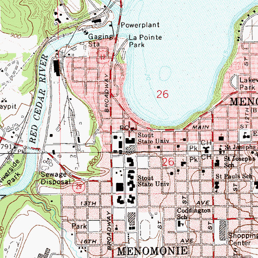 Topographic Map of Menomonie Post Office, WI