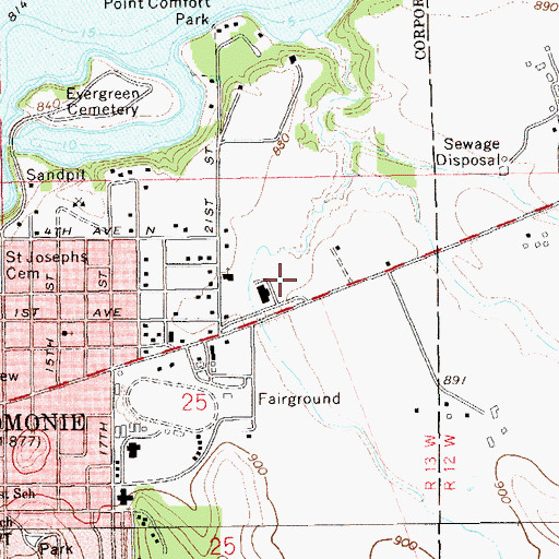 Topographic Map of Myrtle Werth Medical Center, WI