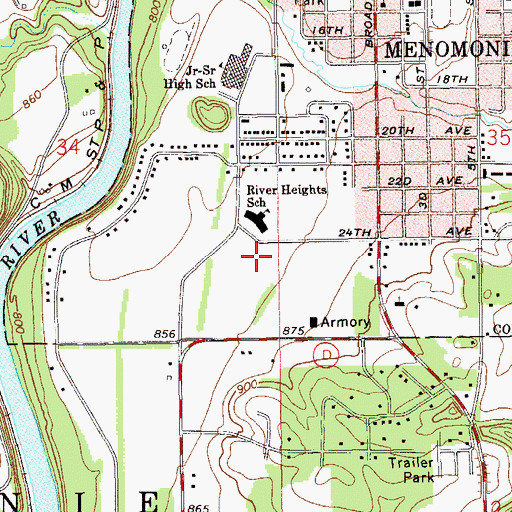 Topographic Map of Oak Ridge Lutheran Church, WI