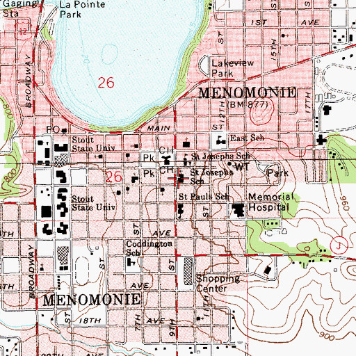 Topographic Map of Our Saviors Lutheran Church, WI