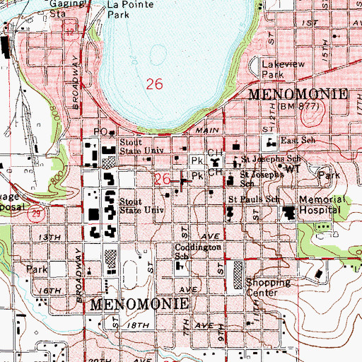 Topographic Map of Peace Lutheran Church, WI