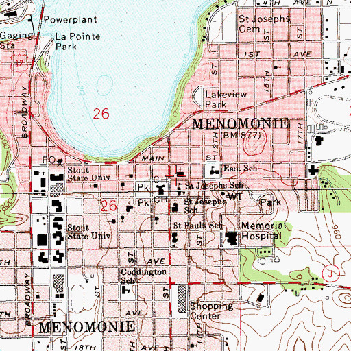 Topographic Map of Saint Josephs Catholic Church, WI