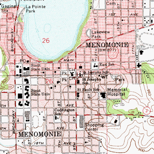 Topographic Map of Saint Josephs Convent, WI