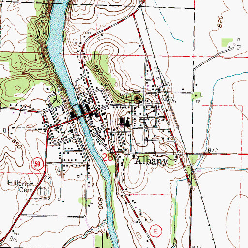 Topographic Map of Albany High School, WI