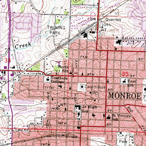 Topographic Map of Arabut Ludlow Memorial Library, WI