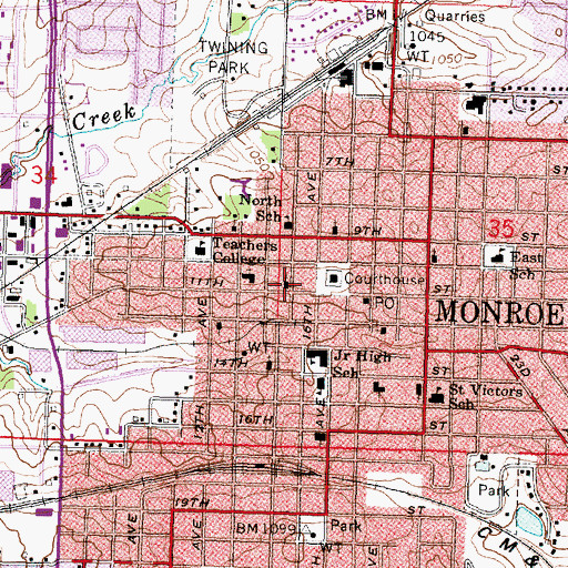 Topographic Map of Grace Evangelical Lutheran Church, WI