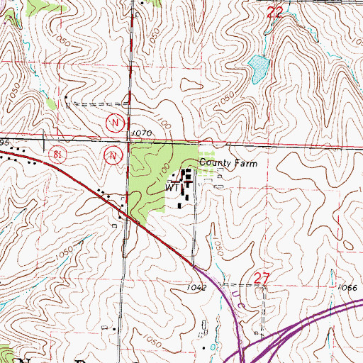 Topographic Map of Green County Hospital, WI