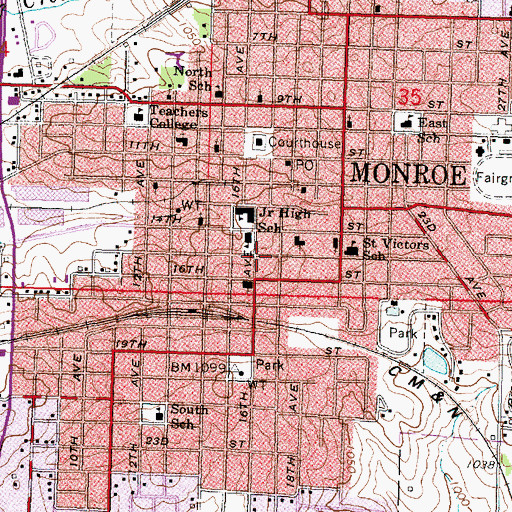 Topographic Map of Market Square, WI