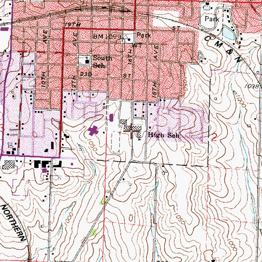 Topographic Map of Monroe High School, WI