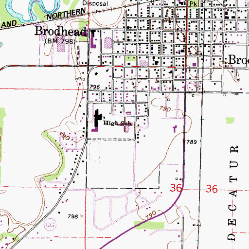 Topographic Map of Ronald R Albrecht Elementary School, WI