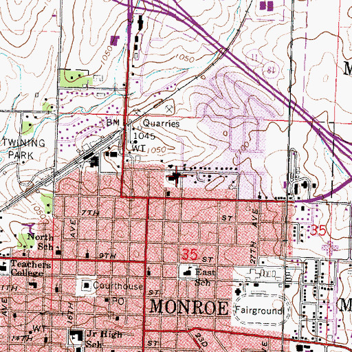 Topographic Map of Saint Clare Hospital, WI