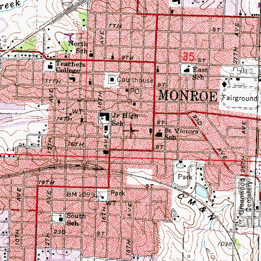 Topographic Map of Saint Johns United Church of Christ, WI