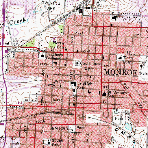 Topographic Map of Spring Square, WI