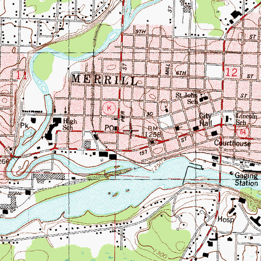 Topographic Map of Assembly of God Church, WI