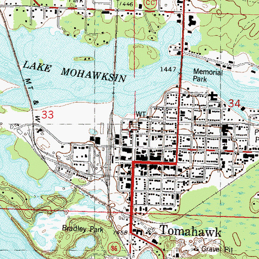 Topographic Map of Assembly of God Tabernacle, WI