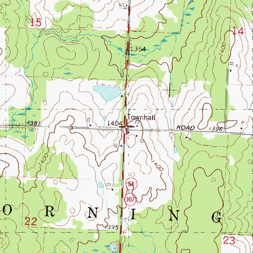 Topographic Map of Corning Townhall, WI