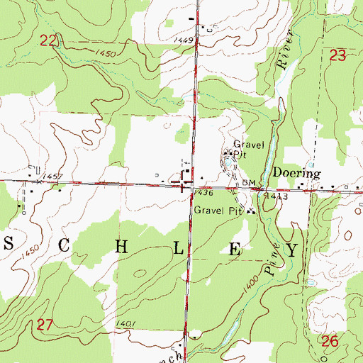 Topographic Map of Doering School (historical), WI
