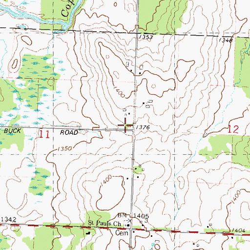 Topographic Map of Farming Dale School (historical), WI