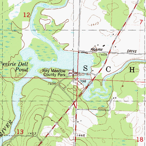 Topographic Map of Hay Meadow County Park, WI
