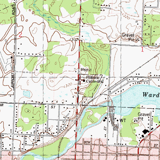Topographic Map of Hillside Cathedral, WI