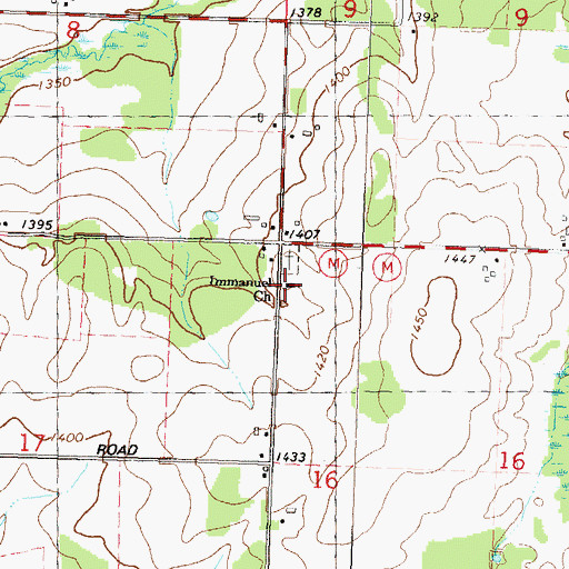 Topographic Map of Immanuel Church, WI