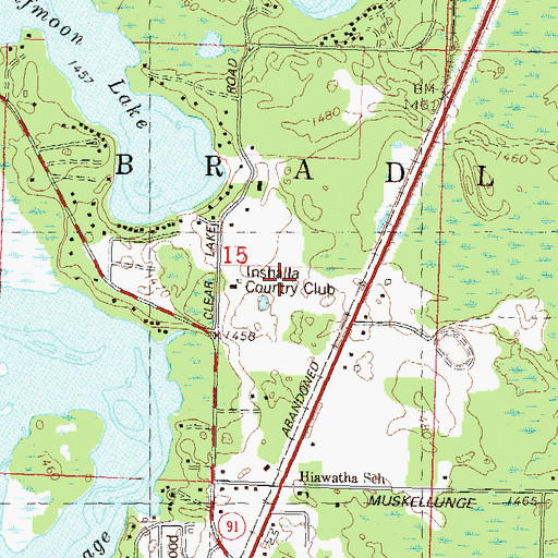 Topographic Map of Inshalla Country Club, WI