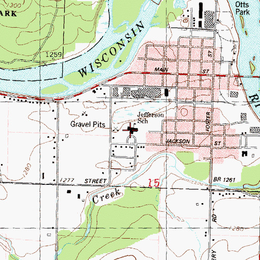 Topographic Map of Jefferson Elementary School, WI