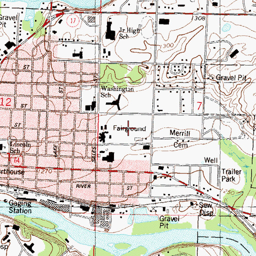 Topographic Map of Lincoln County Fair Grounds, WI