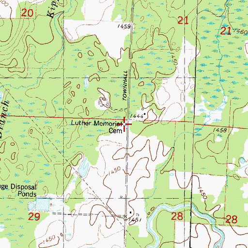Topographic Map of Luther Memorial Cemetery, WI