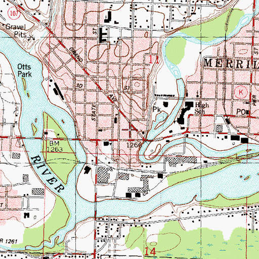 Topographic Map of Memorial Park, WI