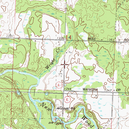 Topographic Map of New Wood School (historical), WI