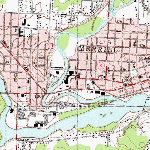 Topographic Map of Our Saviors Lutheran Church (historical), WI