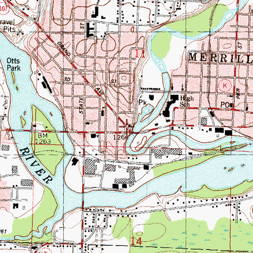 Topographic Map of Park City Baptist Church, WI