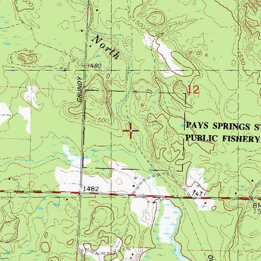 Topographic Map of Pays Springs State Public Fishery Area, WI