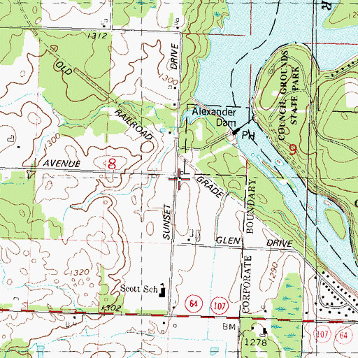 Topographic Map of Prairie View School (historical), WI