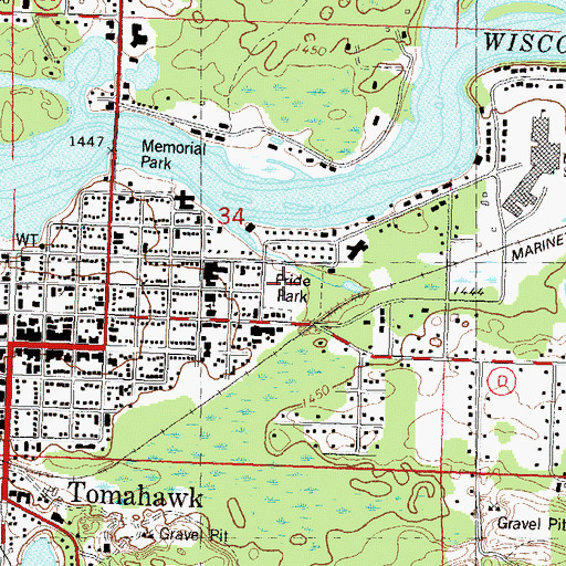 Topographic Map of Pride Park, WI