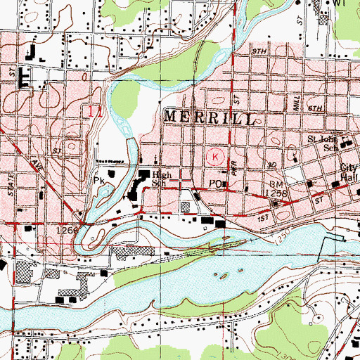 Topographic Map of Saint Francis Xavier Catholic Church (historical), WI