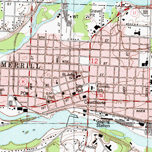 Topographic Map of Saint John Lutheran School, WI